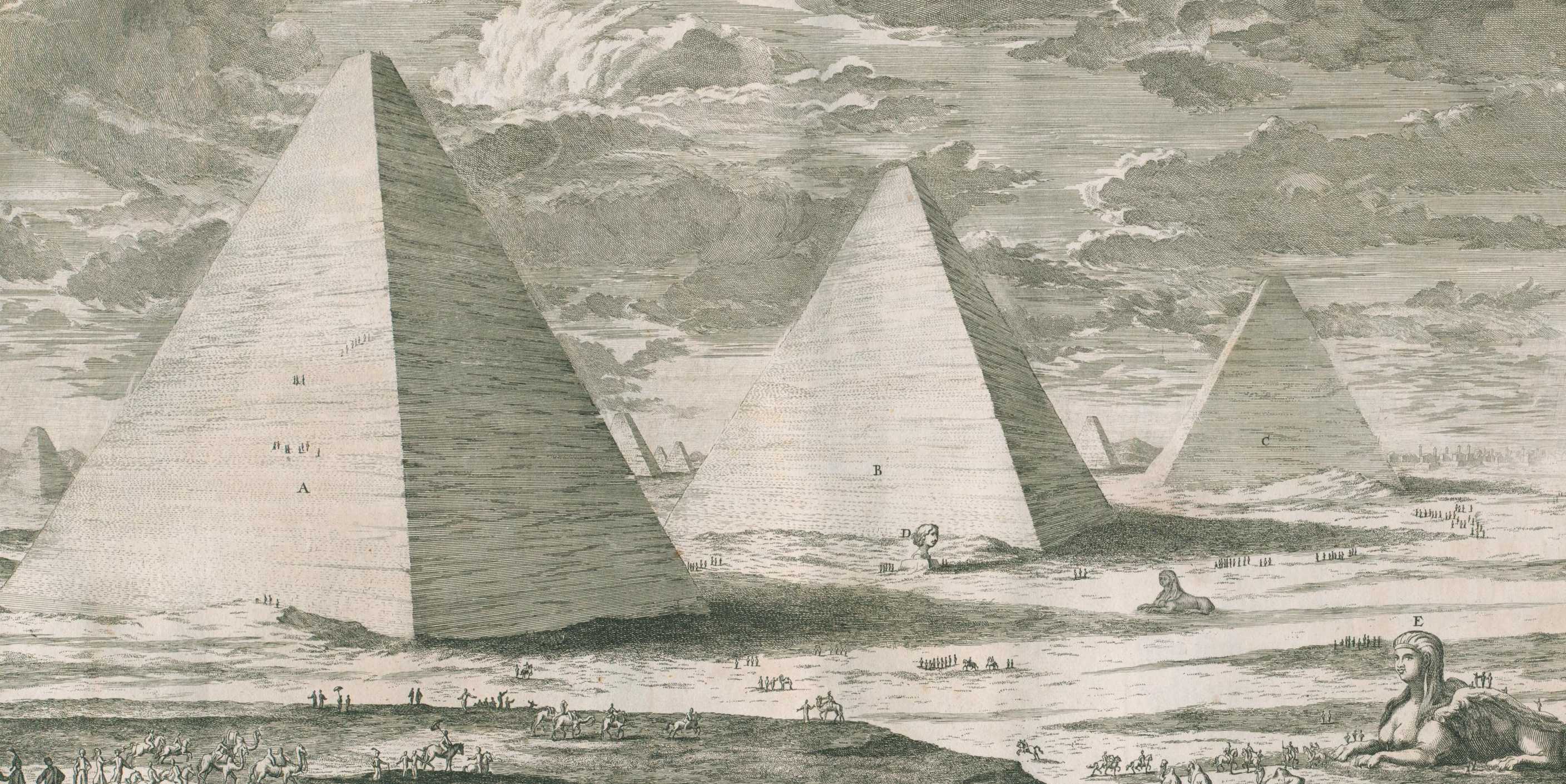 Ausschnitt aus einem Kupferstich zu den Pyramiden in Ägpyten aus dem Buch.